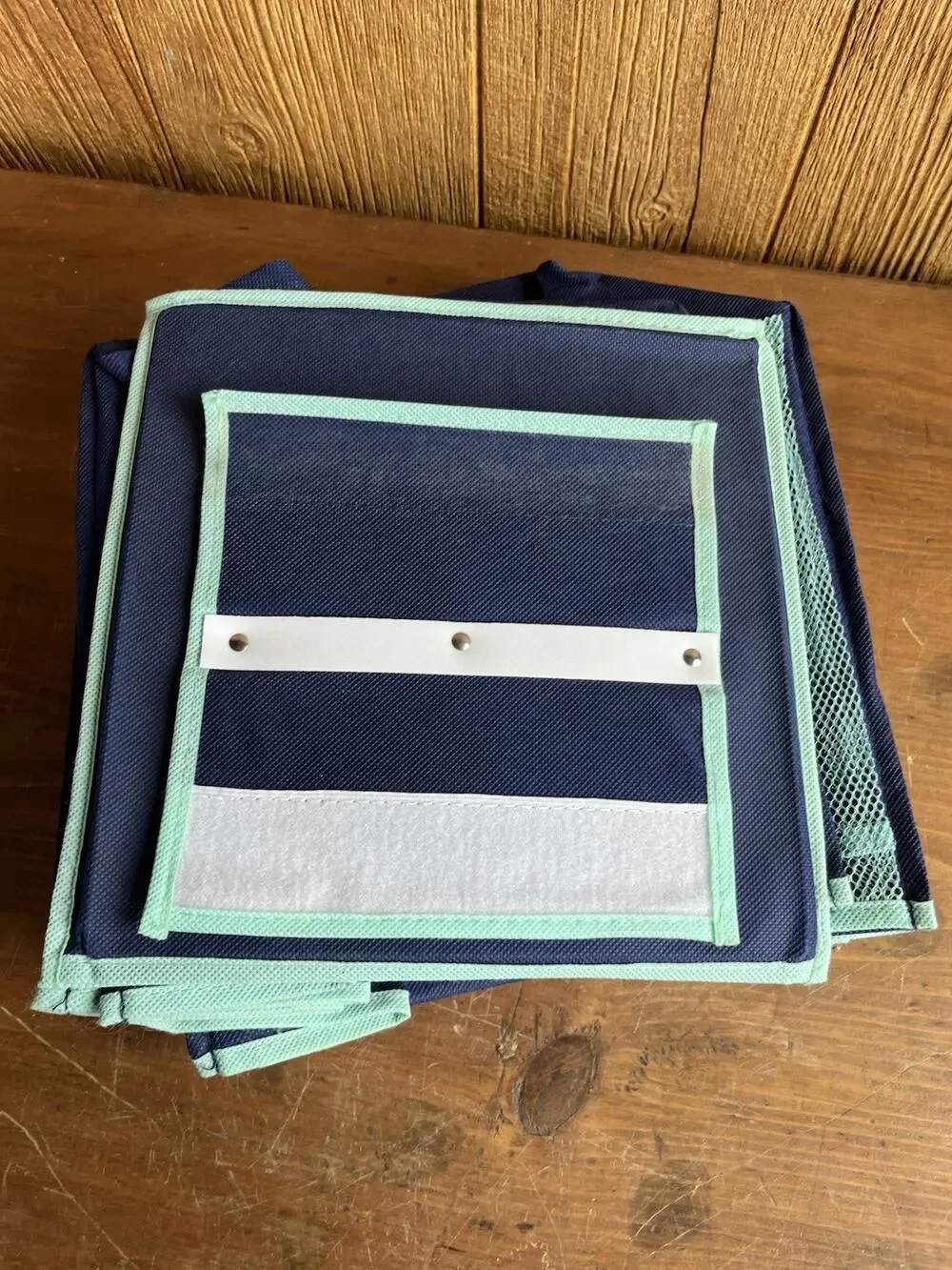 Blue Solid Fabric Hanging Closet Shelf Organizer, 6 Shelf Foldable